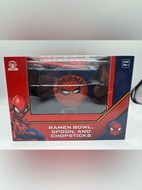 Marvel Spider-Man Ramen Set. Ramen Bowl, Spoon, And Chopsticks